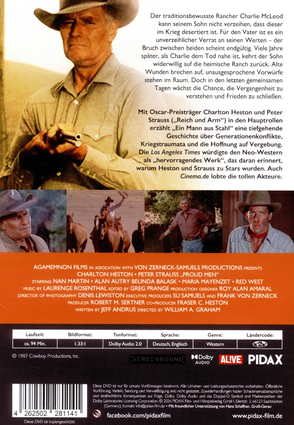 Ein Mann aus Stahl (Proud Men) / Hervorragender Neo-Western mit Oscar-Preisträger Charlton Heston und Peter Strauss (Pidax Western-Klassiker)  (DVD)