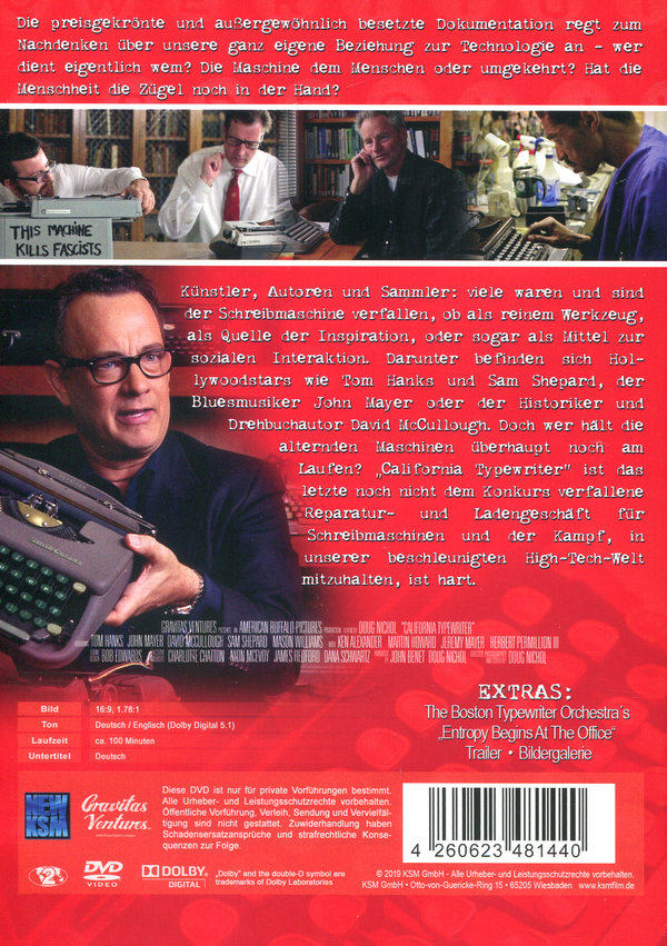 California Typewriter - Die Revolution wird mit der Schreibmaschine geschrieben  (DVD)