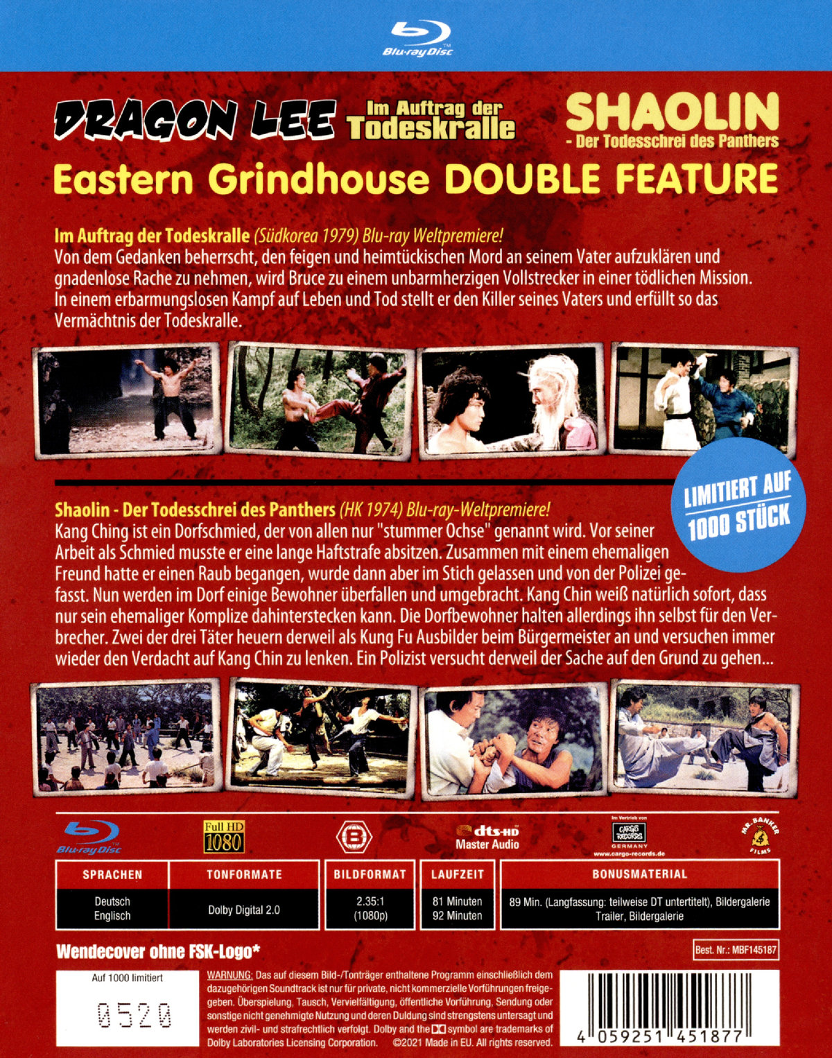 Shaolin - Der Todesschrei des Panthers /Bruce Lee - Im Auftrag der Todeskralle (blu-ray)