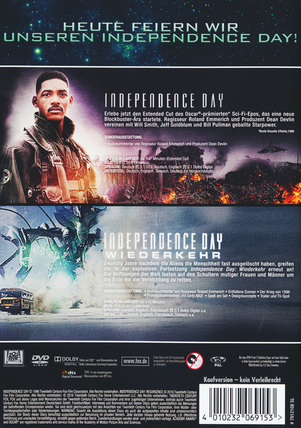 Independence Day 1+2 - Box Set  [2 DVDs]  (DVD)