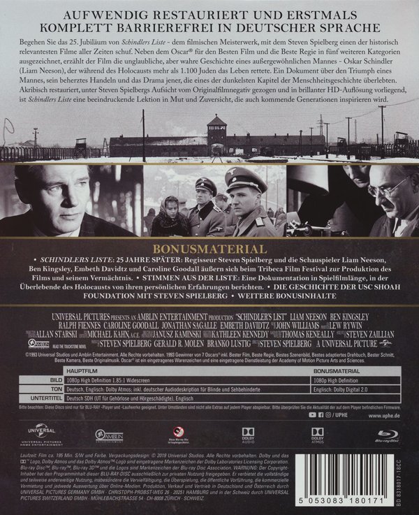 Schindlers Liste - 25th Anniversary Edition (blu-ray)