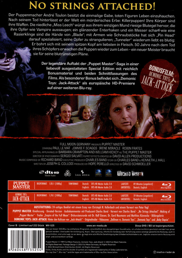 Puppet Master 1 - Unrated / Demonic Toys: Jack Attack - Uncut Mediabook Edition  (blu-ray) (B) Puppet Master 1 - Unrated / Demonic Toys: Jack Attack - Uncut Mediabook Edition  (blu-ray) (B)