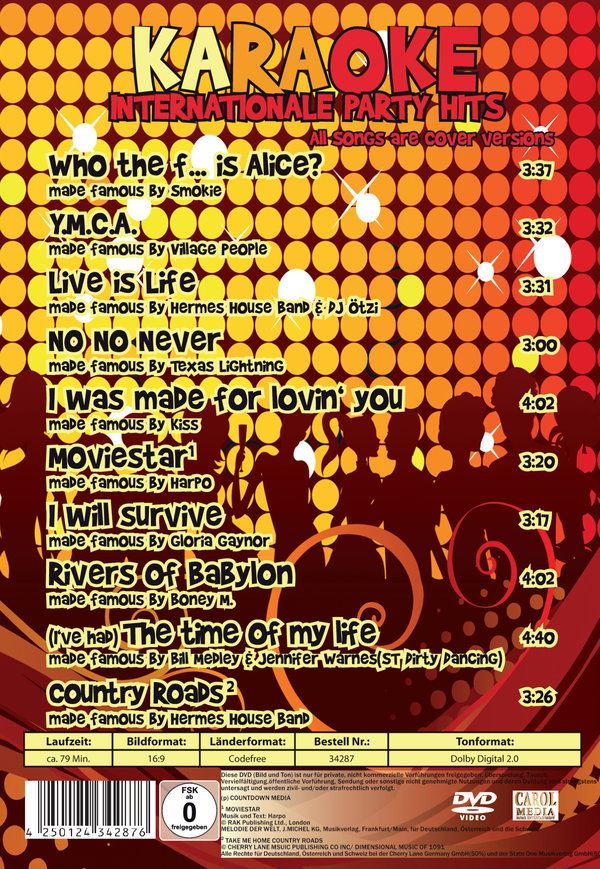 Karaoke - Internationale Party Hits  (DVD)