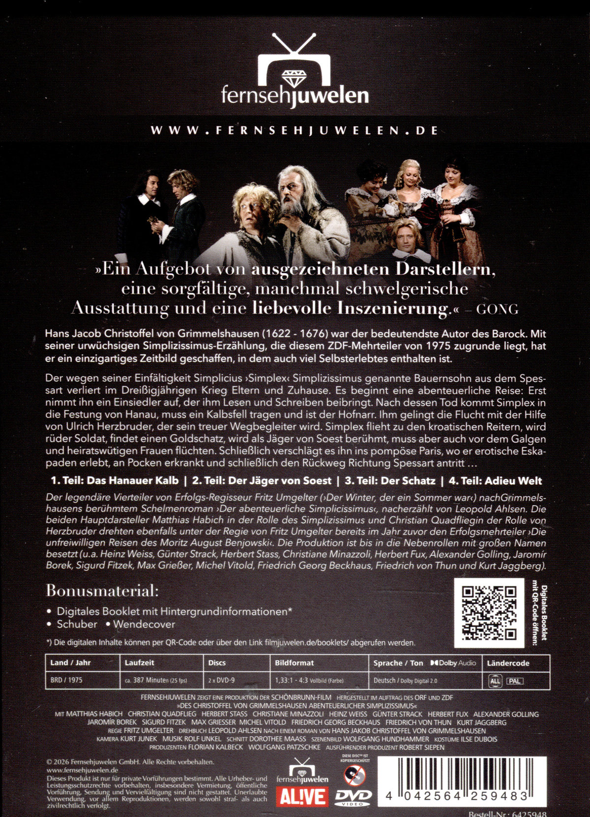 Des Christoffel von Grimmelshausen abenteuerlicher Simplizissimus (Fernsehjuwelen)  [2 DVDs]  (DVD)