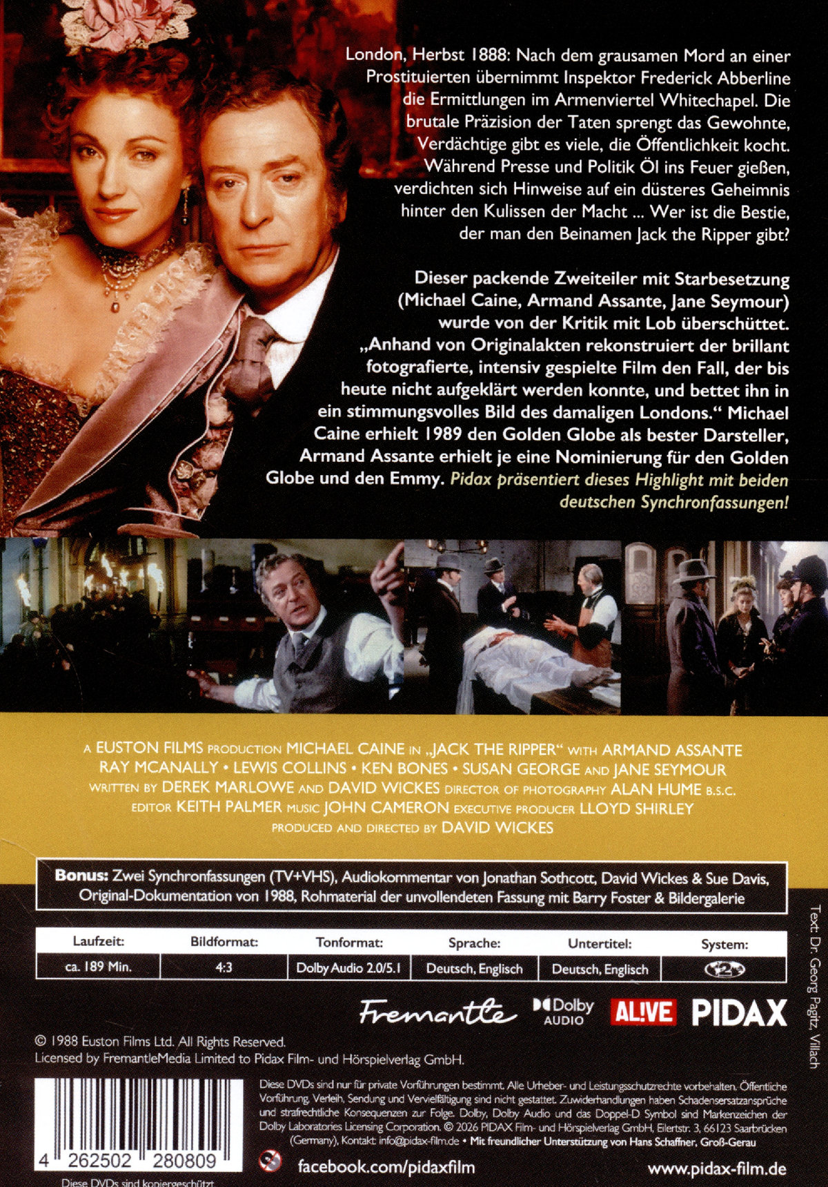 Jack the Ripper - Das Ungeheuer von London / Der komplette Zweiteiler mit Michael Caine und beiden deutschen Synchronfassungen (Pidax Historien-Klassiker)  [2 DVDs]  (DVD)