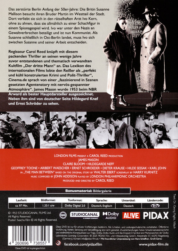 Gefährlicher Urlaub (The Man Between) - Remastered Edition / Spannender Agententhriller mit Starbesetzung (Pidax Film-Klassiker)  (DVD)