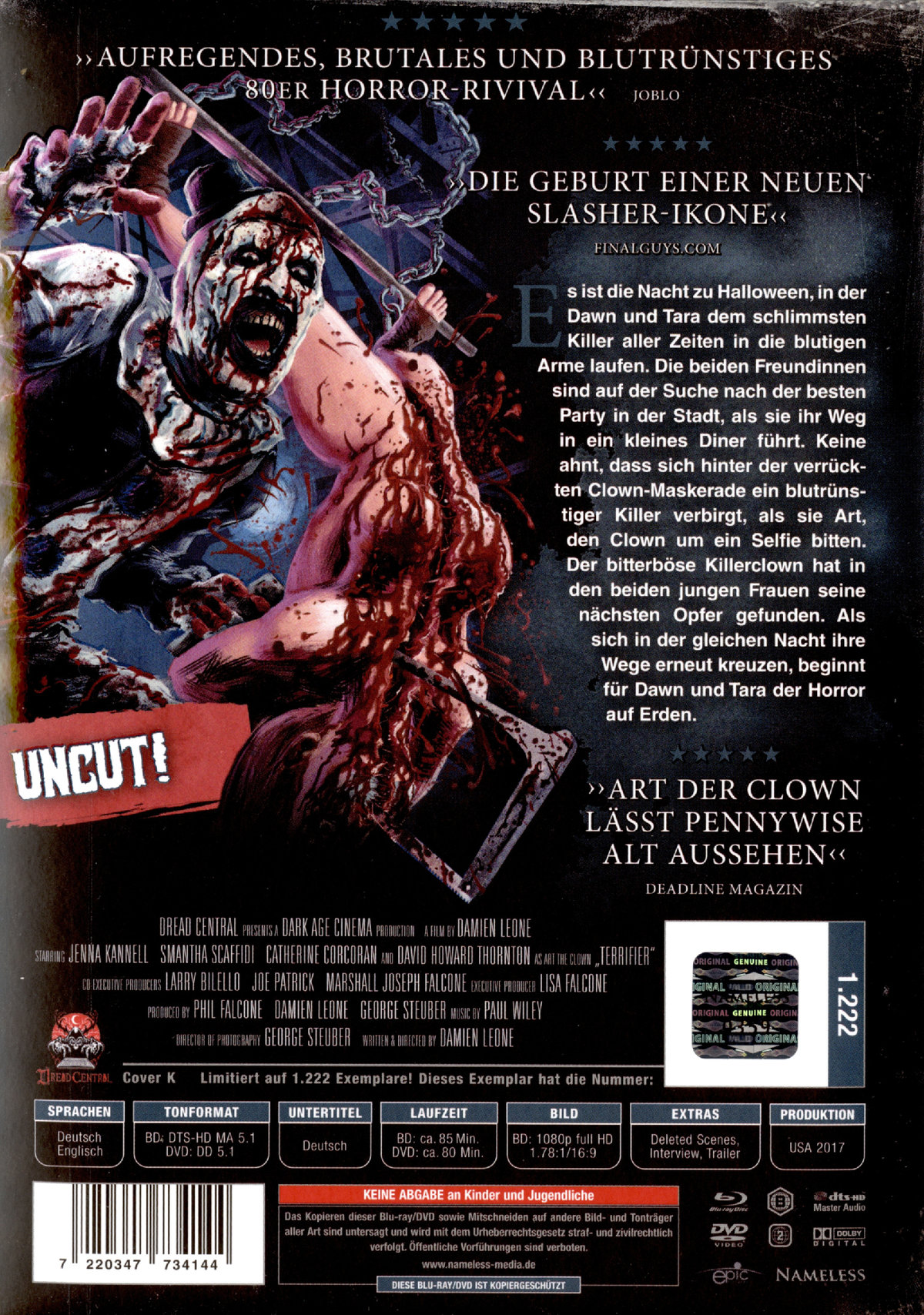 Terrifier - Uncut Mediabook Edition  (DVD+blu-ray) (K)  (B-Ware)
