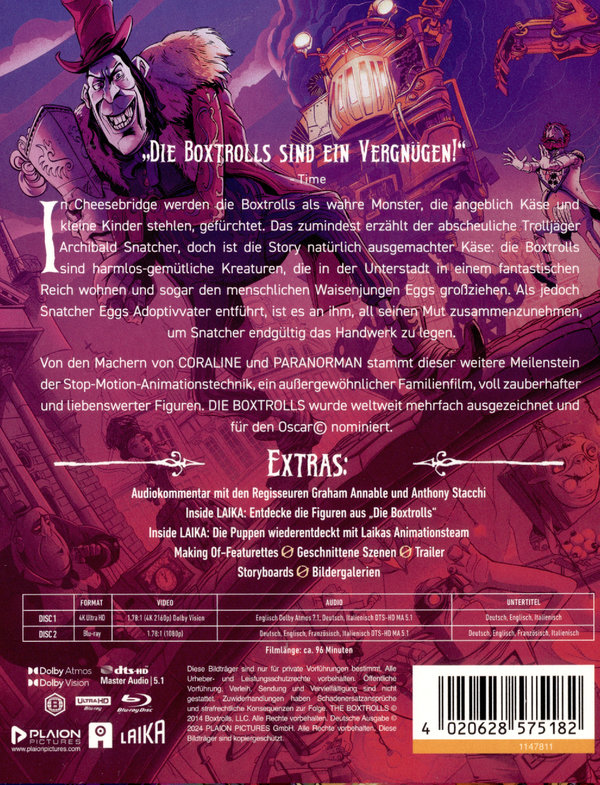 Die Boxtrolls - Limited Steelbook  (4K Ultra HD) (+ Blu-ray)
