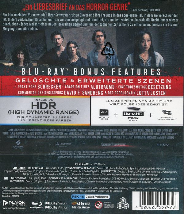 Until Dawn  (4K Ultra HD) (+ Blu-ray)
