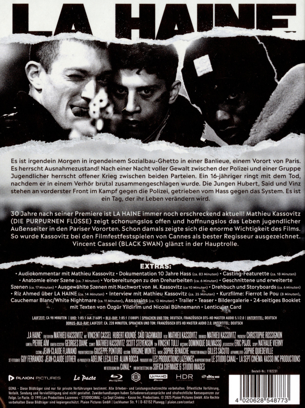 La Haine - Hass - Uncut Mediabook Edition  (4K Ultra HD+2 Blu-ray) La Haine - Hass - Uncut Mediabook Edition  (4K Ultra HD+2 Blu-ray)