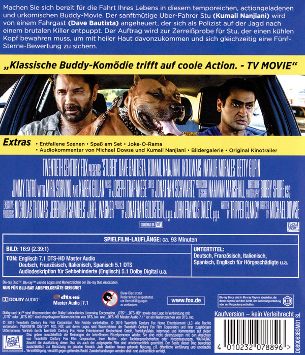 Stuber - 5 Sterne Undercover (blu-ray)