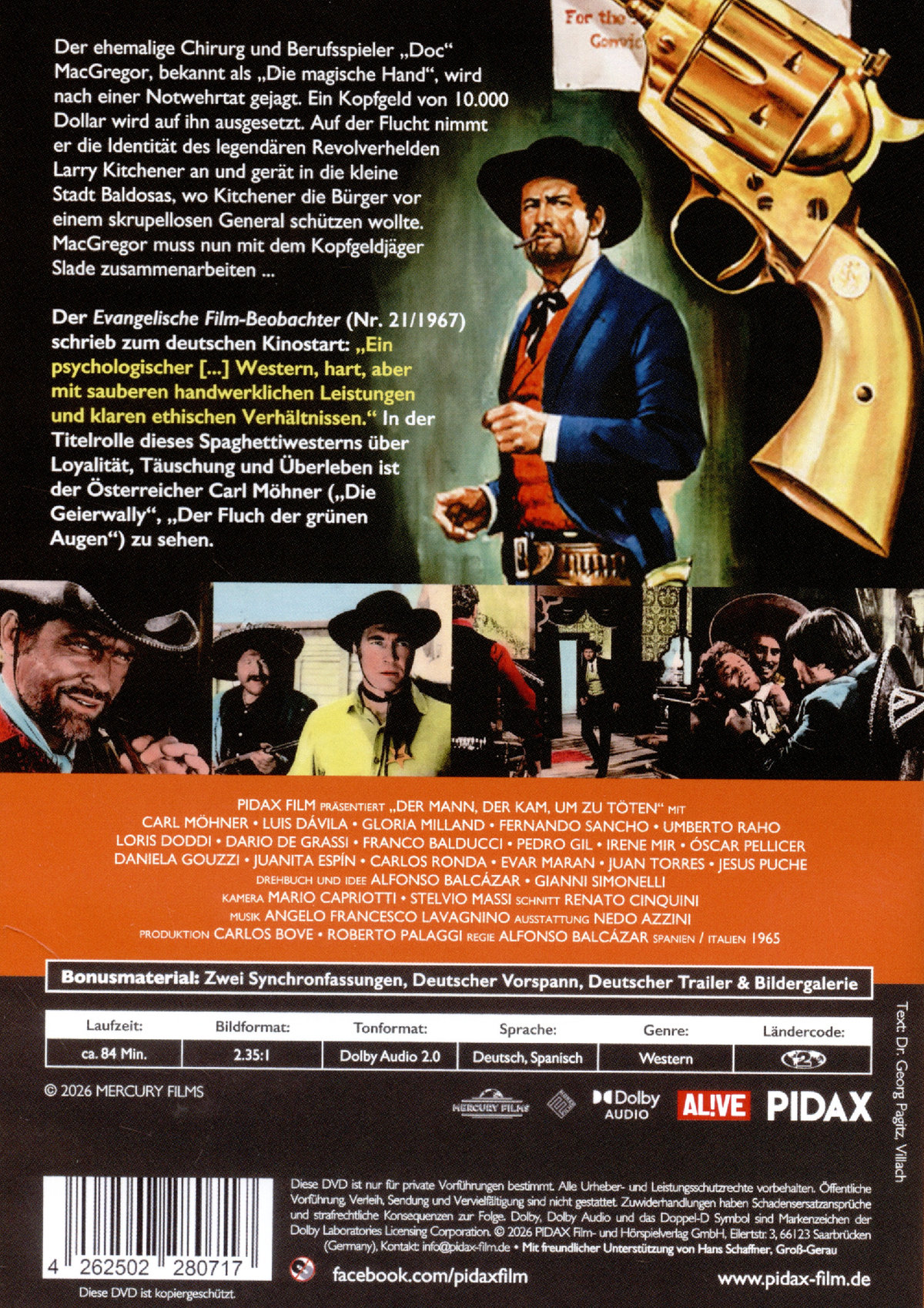 Der Mann, der kam, um zu töten (Doc, manos de plata) / Harter Italowestern mit Starbesetzung (Pidax Western-Klassiker)  (DVD)