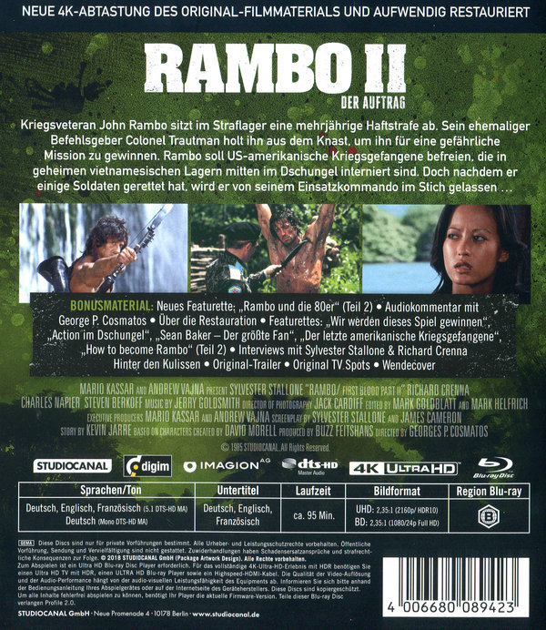 Rambo 2 - Der Auftrag - Uncut (4K Ultra HD)