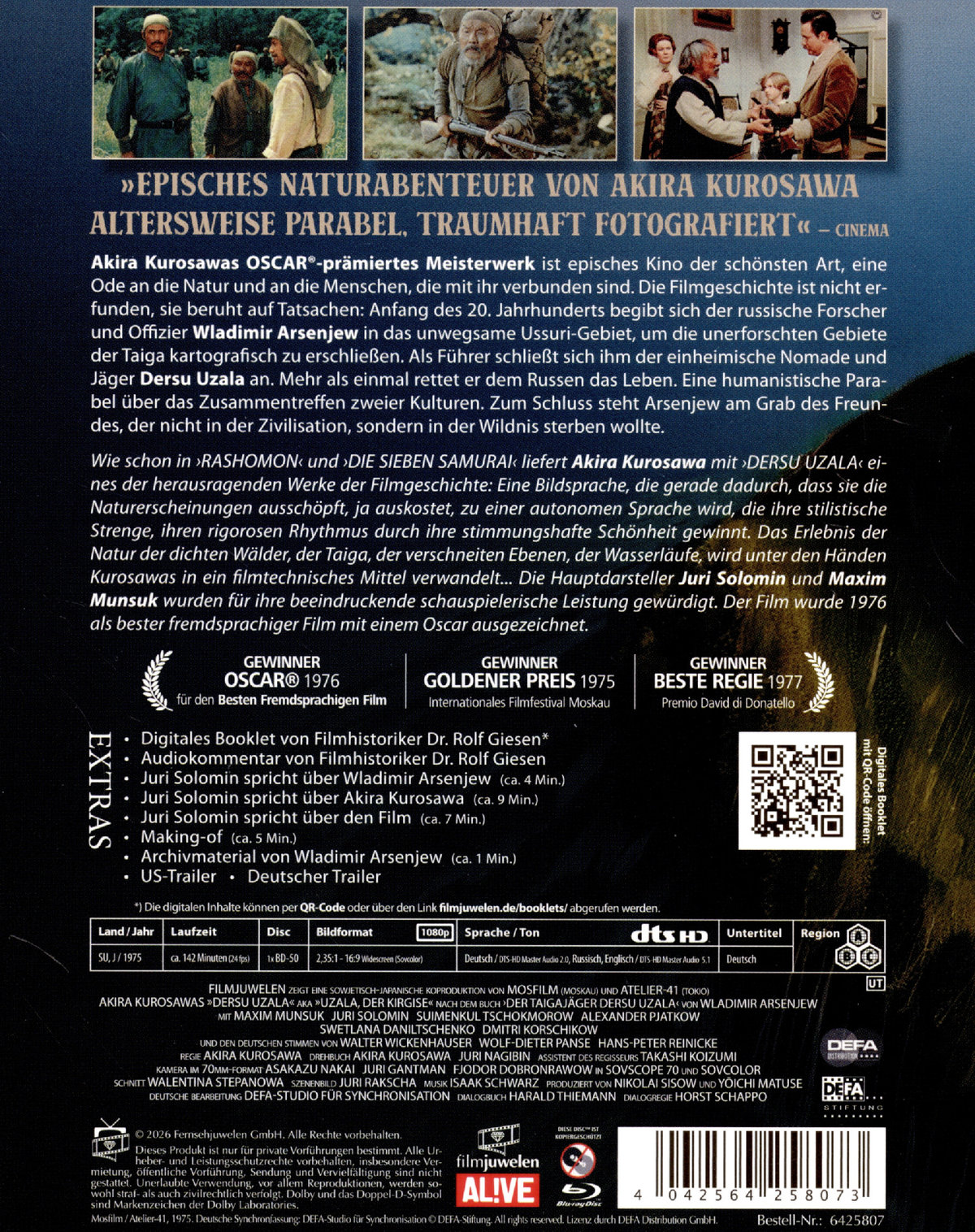 Uzala, der Kirgise - Das Oscar-prämierte Meisterwerk von Akira Kurosawa (Dersu Uzala) (DEFA Filmjuwelen)  (Blu-ray Disc)