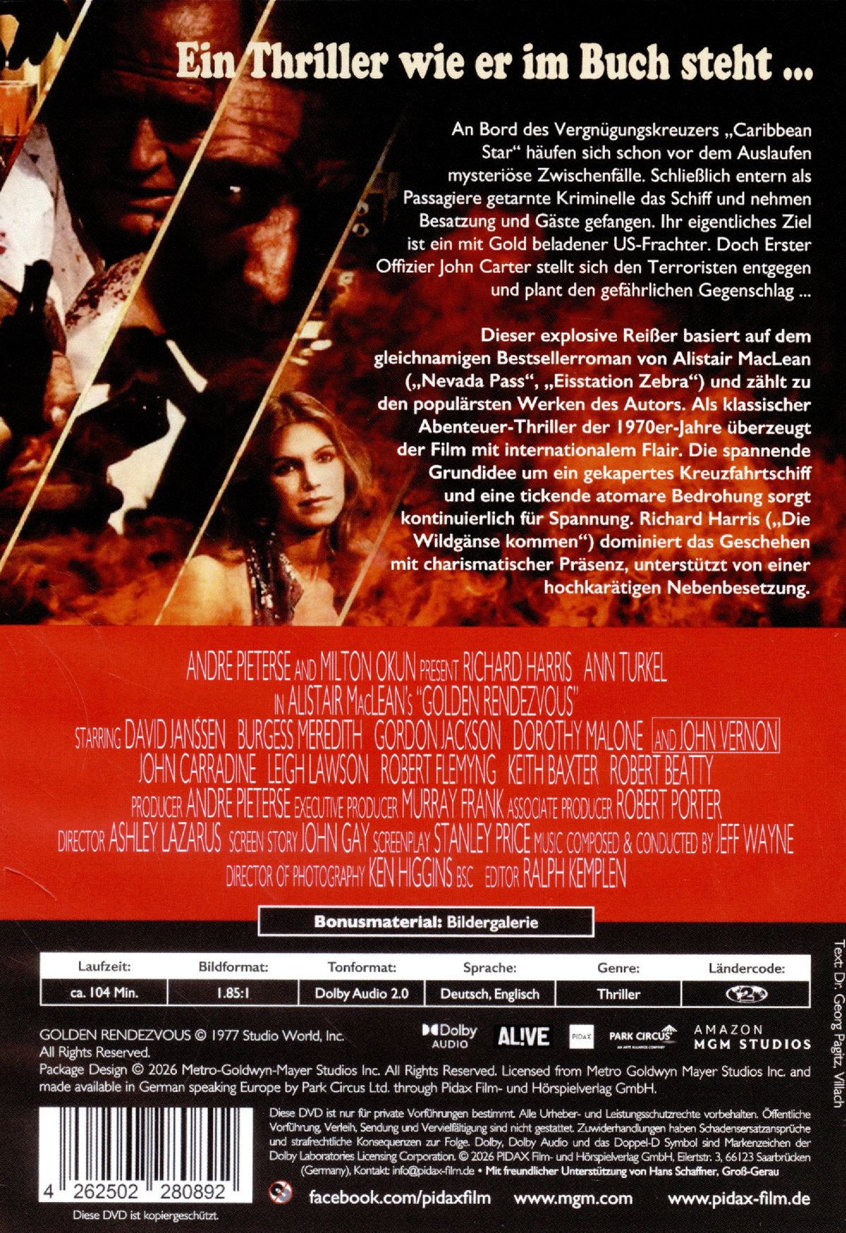 Alistair MacLean: Rendezvous mit dem Tod (Golden Rendezvous) / Explosiver Abenteuer-Thriller mit Richard Harris nach dem gleichnamigen Bestsellerroman (Pidax Film-Klassiker)  (DVD)
