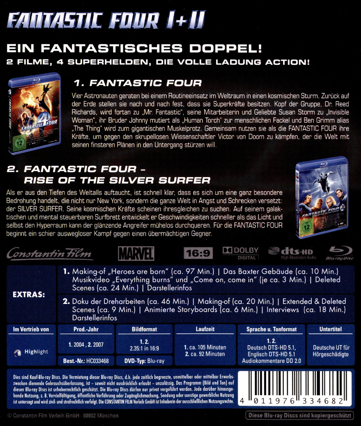 Fantastic Four Teil 1 + 2  [2 BR] [LE]  (Blu-ray Disc)