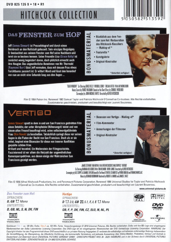 Hitchcock Collection: Das Fenster zum Hof/Vertigo  [2 DVDs]  (DVD)