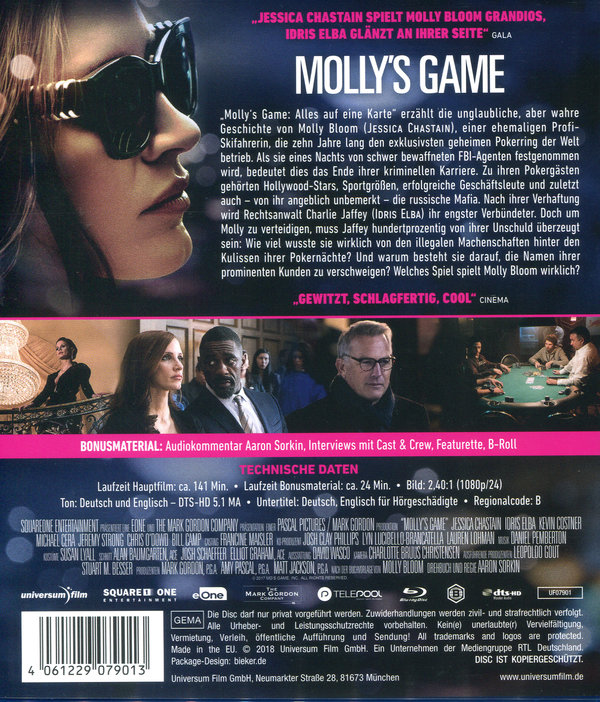 Molly's Game - Alles auf eine Karte (blu-ray)