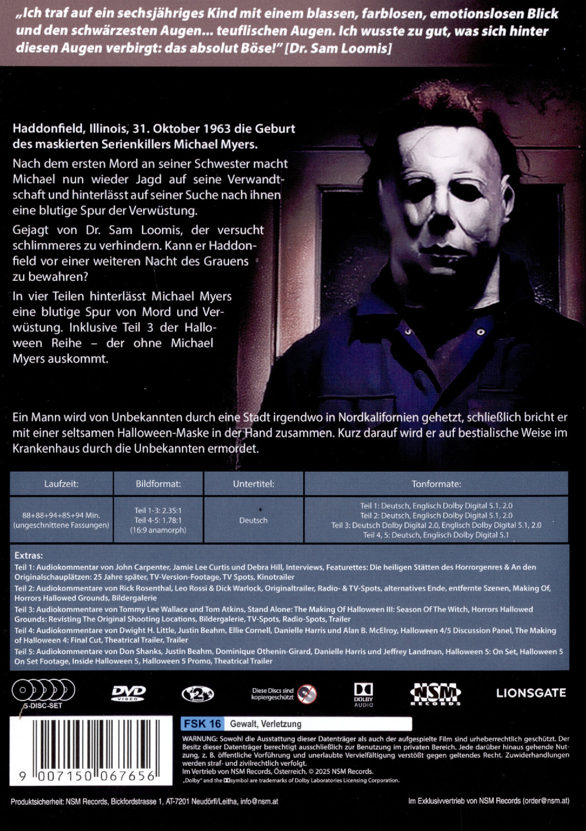 Halloween 1-5 Collection (uncut)  [5 DVDs]  (DVD)