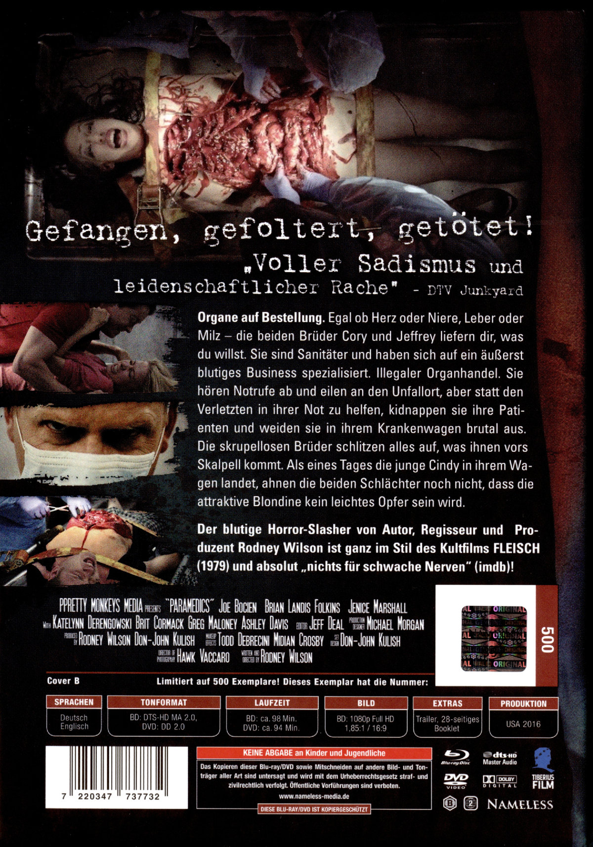 Paramedics - Slashed - Aufgeschlitzt - Uncut Mediabook Edition (DVD+blu-ray) (Cover Grün)