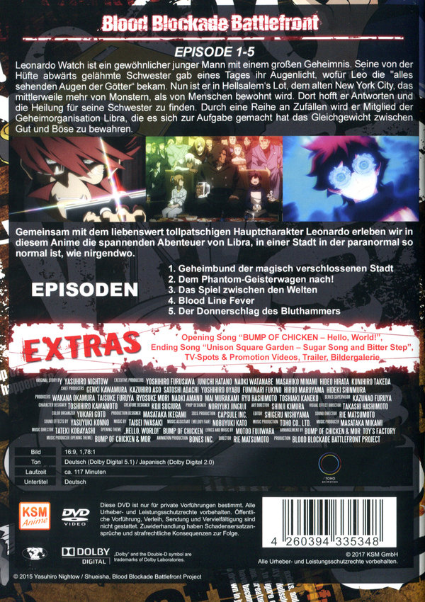 Blood Blockade Battlefront Volume 1 (Episode 1-5)  (DVD)