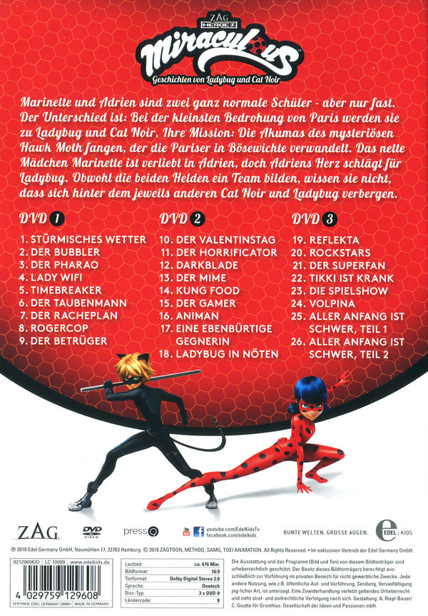 Miraculous - Geschichten von Ladybug und Cat Noir - Staffelbox 1  [3 DVDs]  (DVD)