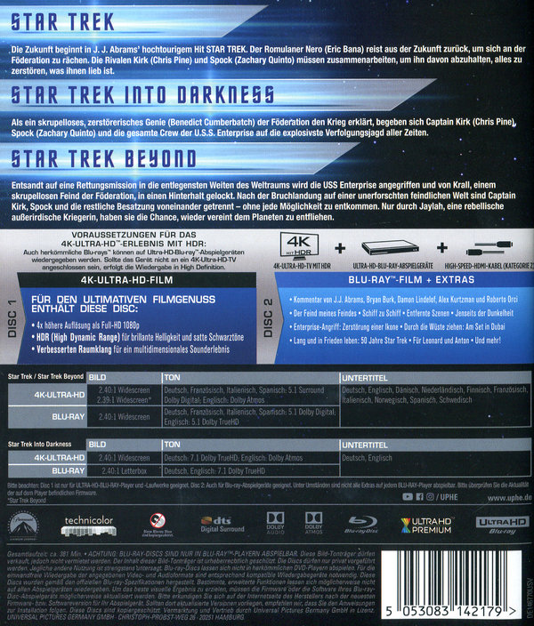 Star Trek - 3-Movie Collection  (4K Ultra HD) (3 Blu-ray 4K) (+ 3 Blu-ray 2D)  (Blu-ray 4K Ultra HD)