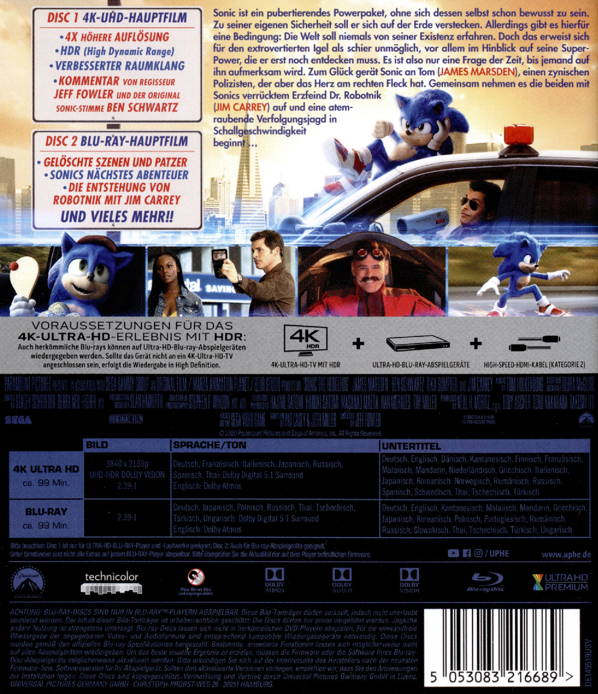 Sonic the Hedgehog  (4K Ultra HD) (+ BR)  (Blu-ray 4K Ultra HD)