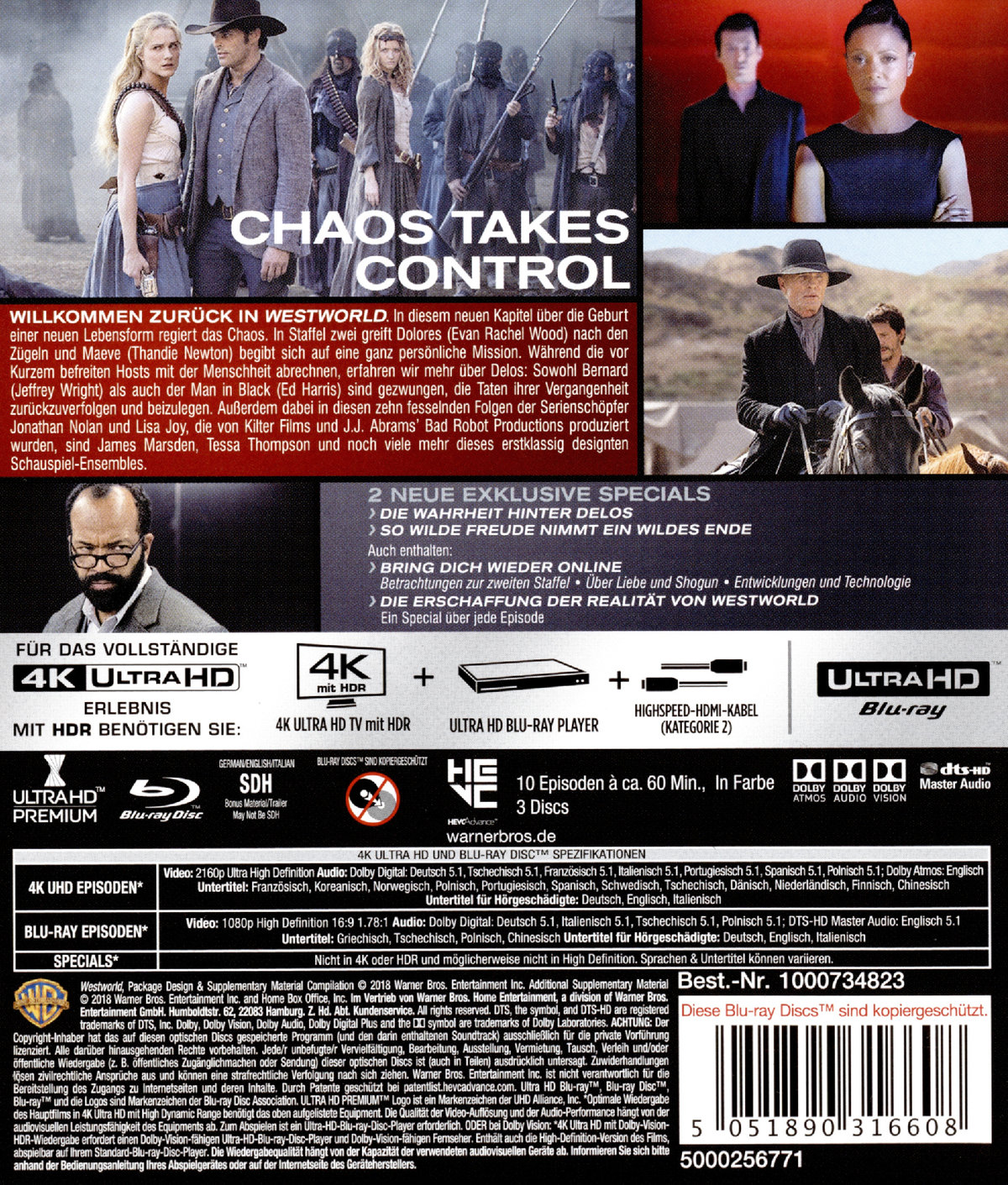 Westworld - Die komplette 2. Staffel - Repack  (3 Blu-rays 4K Ultra HD) (+ 3 Blu-rays 2D)  (Blu-ray 4K Ultra HD)