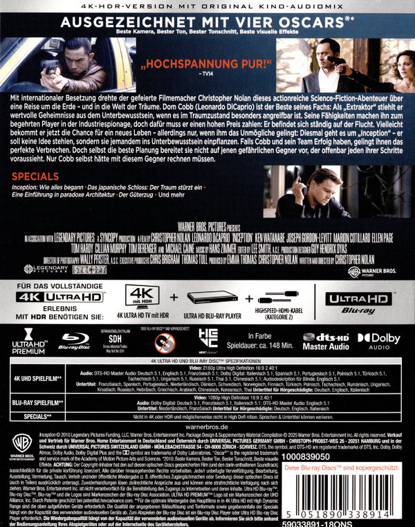 Inception - Ultimate Collector's Edition  (4K Ultra HD+blu-ray)