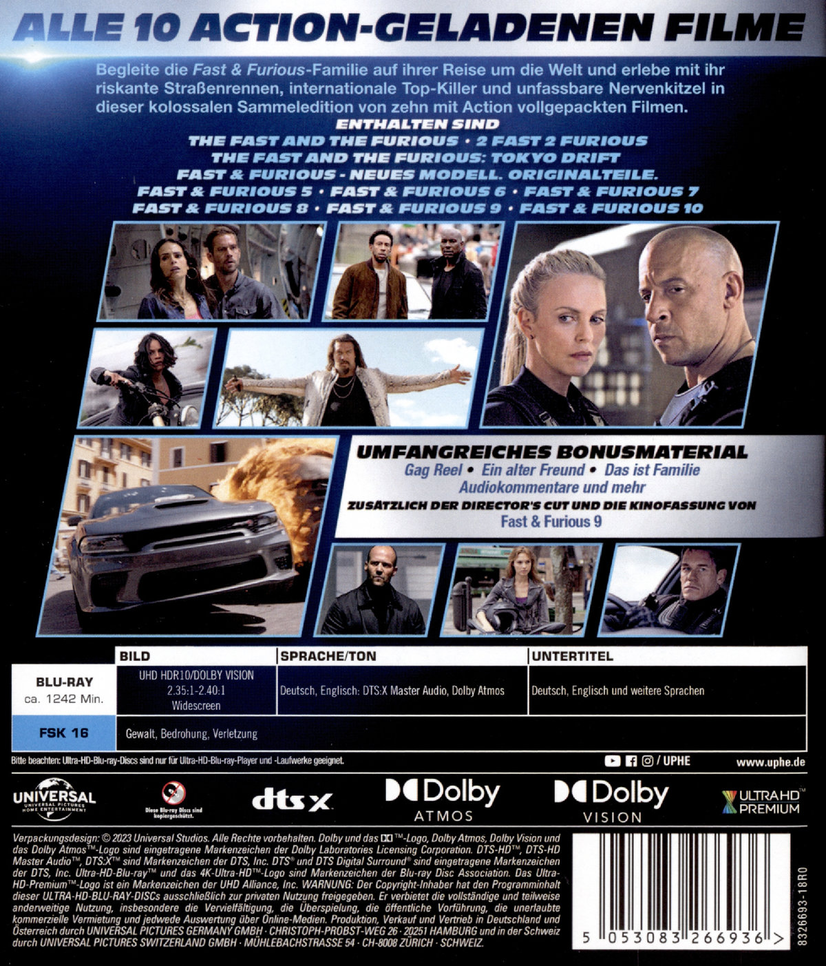 Fast & Furious - 10-Movie-Collection  [10 x 4K Ultra HD]  (Blu-ray 4K Ultra HD)