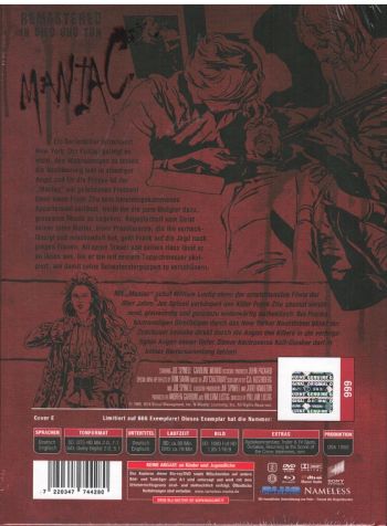 Maniac - Das Original - Uncut Mediabook Edition (DVD+blu-ray+4K Ultra HD) (Cover Rot)