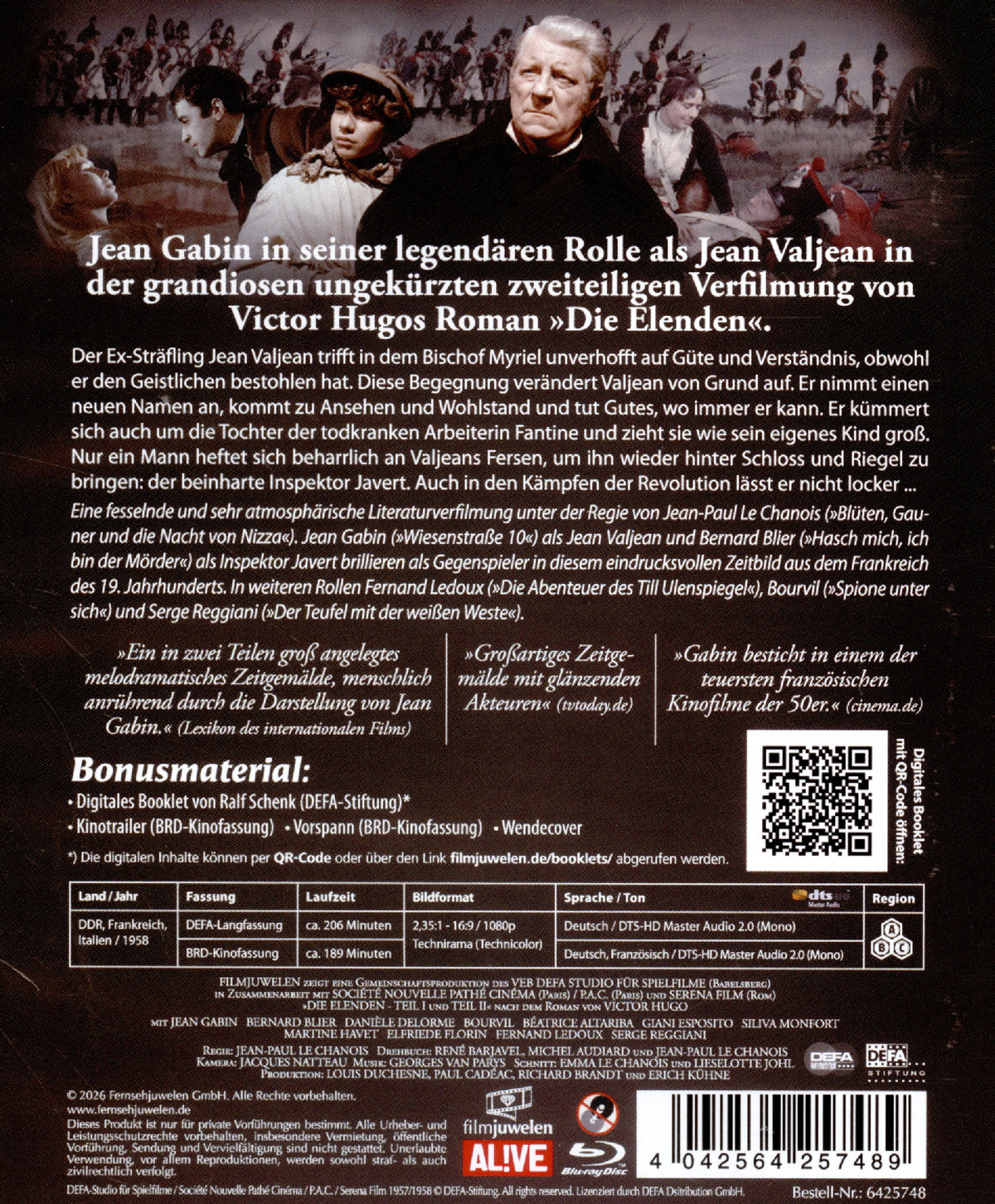 Die Elenden / Die Miserablen - Der legendäre Kino-Zweiteiler (DEFA Filmjuwelen) (Neuauflage)  (Blu-ray Disc)