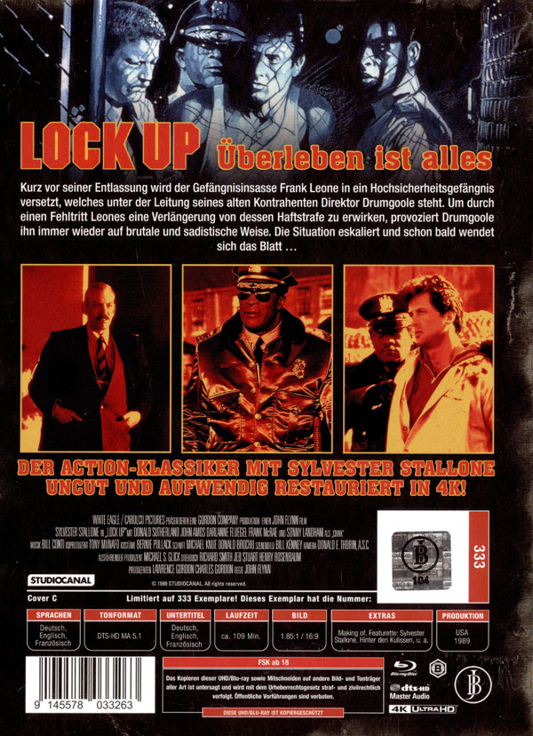 Lock Up - Überleben ist alles - Uncut Mediabook Edition  (4K Ultra HD+blu-ray) (C) Lock Up - Überleben ist alles - Uncut Mediabook Edition  (4K Ultra HD+blu-ray) (C)