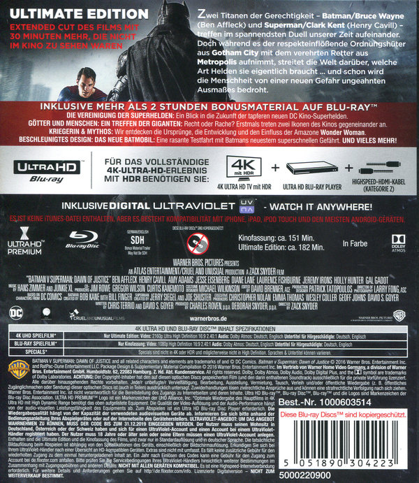Batman v Superman: Dawn of Justice - Ultimate Edition (4K Ultra HD)