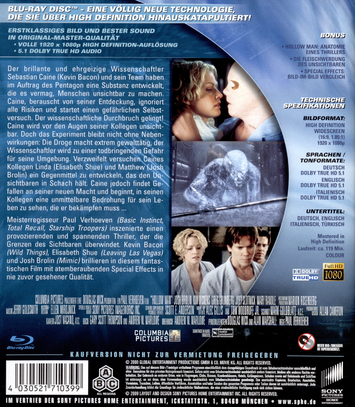 Hollow Man - Unsichtbare Gefahr (blu-ray)