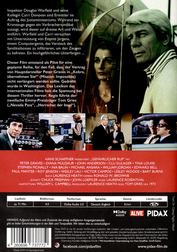 Gefährlicher Ruf / Spannender Thriller mit Peter Graves („Kobra, übernehmen Sie!“) (Pidax Film-Klassiker)  (DVD)