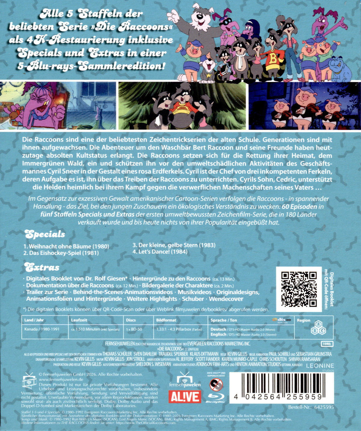 Die Raccoons - Die komplette Zeichentrickserie (5 Staffeln plus Specials)  [5 BRs]  (Blu-ray Disc)