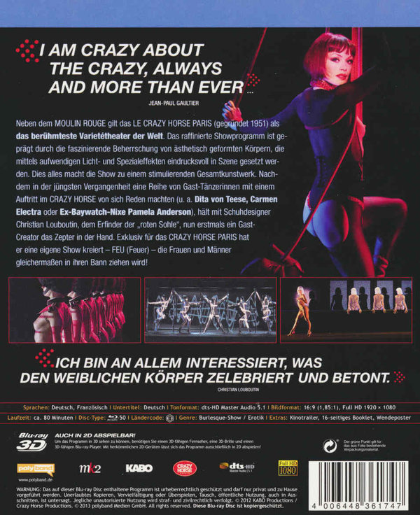 FEU (FEUER) von Christian Louboutin -  Le Crazy Horse Paris  (inkl. 2D-Version)  (Blu-ray 3D)