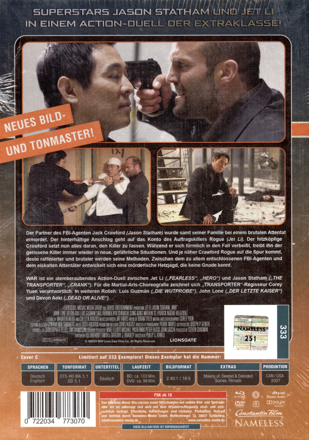 War - Uncut Mediabook Edition  (DVD+blu-ray) (C)