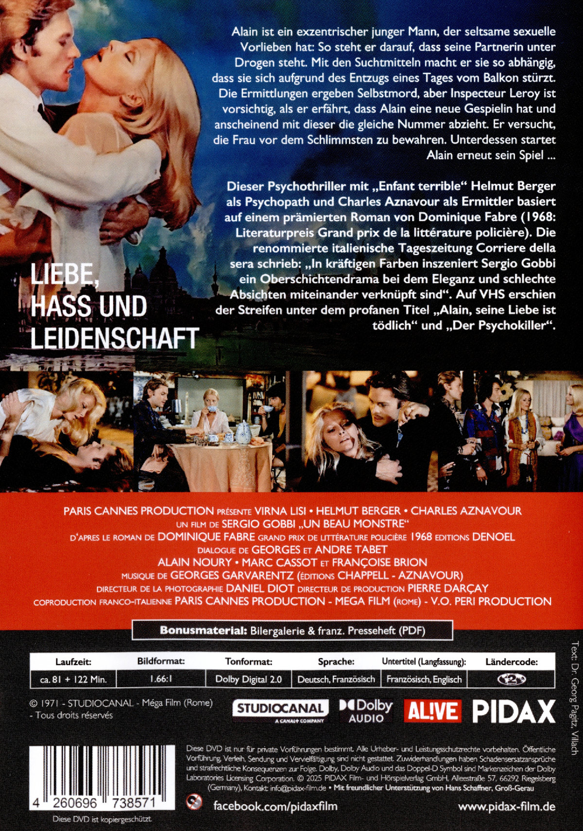 Der letzte Tanz des blonden Teufels (Un beau monstre) / Spannender Psychothriller mit Starbesetzung (Pidax Film-Klassiker)  (DVD)