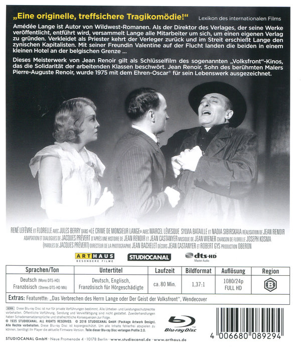 Das Verbrechen des Herrn Lange  (Blu-ray Disc)