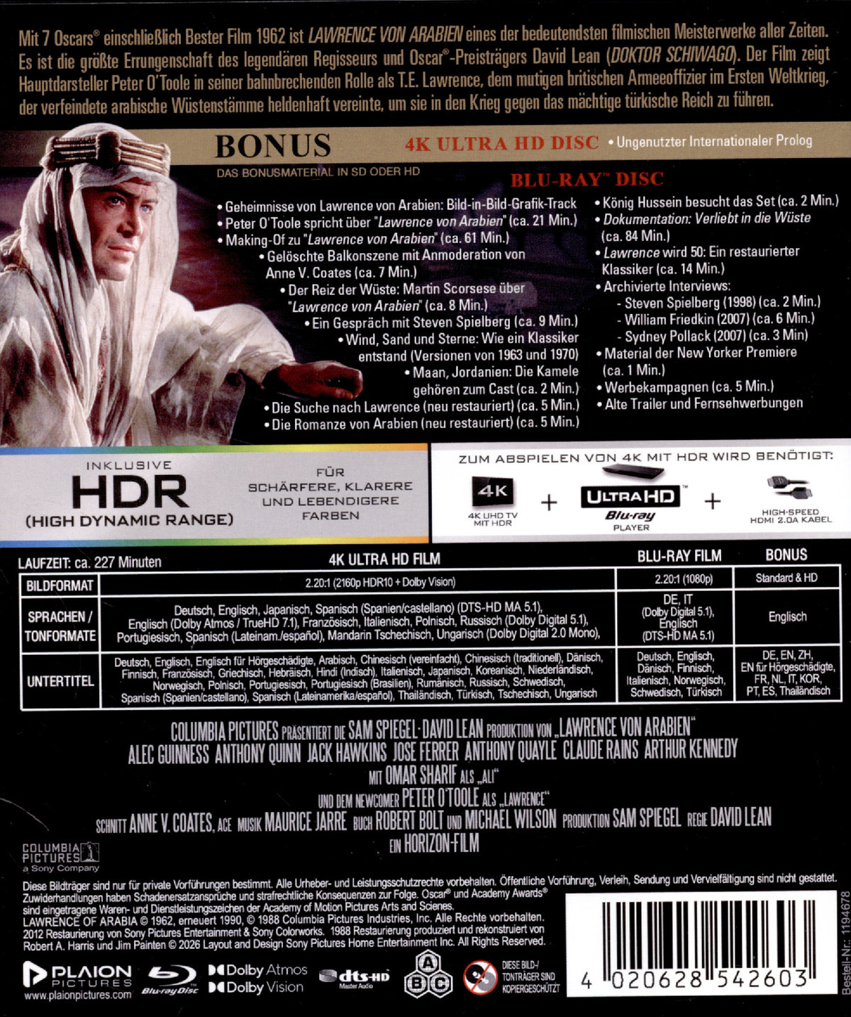 Lawrence von Arabien  (2x 4K Ultra HD) (+ 2x Blu-ray)