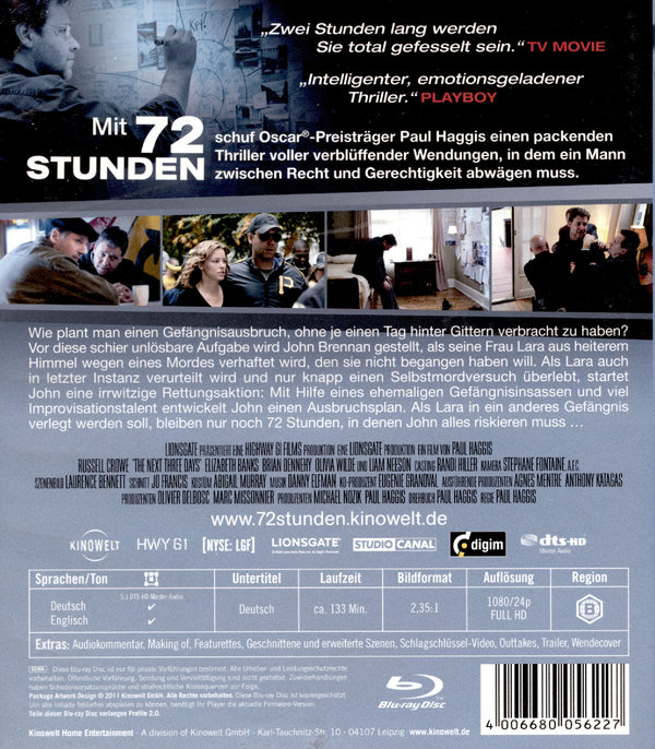 72 Stunden - The Next Three Days (blu-ray)