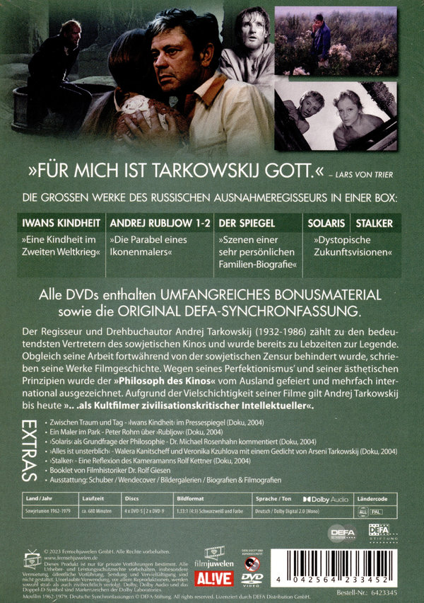Andrej Tarkowskij Edition: Solaris, Stalker, Andrej Rubljow 1-2, Der Spiegel, Iwans Kindheit (DEFA Filmjuwelen)  [6 DVDs]  (DVD)