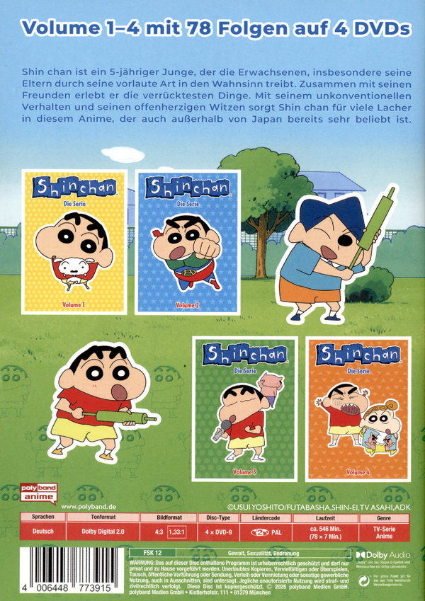 SHIN CHAN - Die Serie - Boxset Vol. 1-4 inkl. Sticker LTD. - (DIGITAL REMASTERED)  (DVD) SHIN CHAN - Die Serie - Boxset Vol. 1-4 inkl. Sticker LTD. - (DIGITAL REMASTERED)  (DVD)