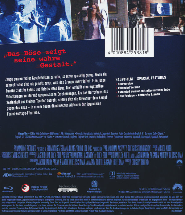 Paranormal Activity - The Ghost Dimension - Extended Version  (Blu-ray Disc)