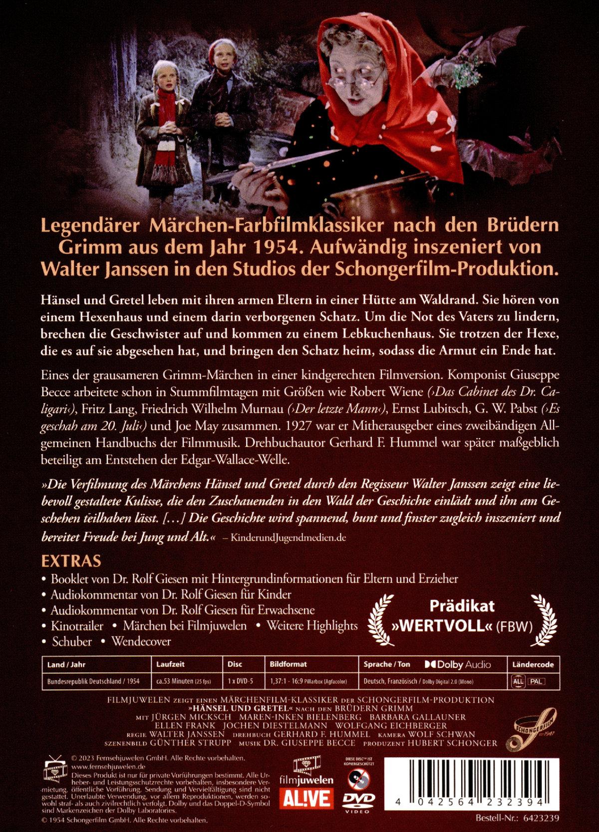 Hänsel und Gretel (1954) (Filmjuwelen / Schongerfilm-Märchen)  (DVD)
