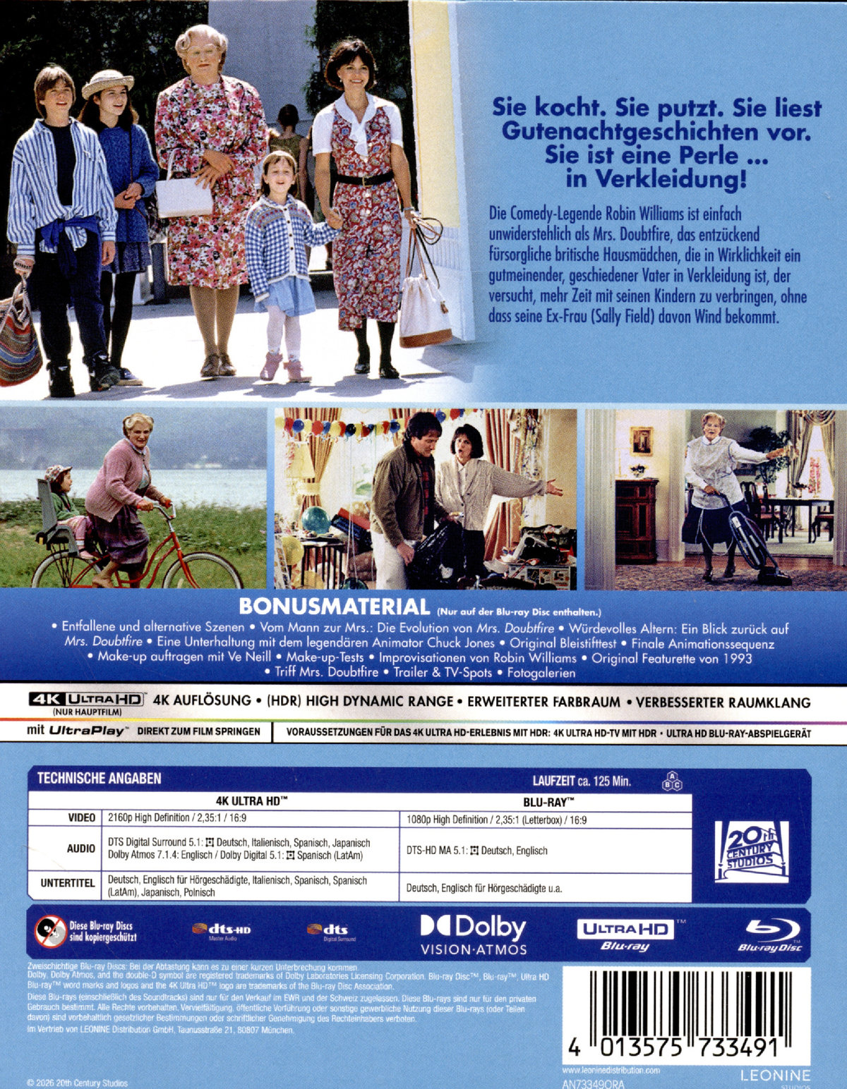 Mrs. Doubtfire  (4K Ultra HD) (+ Blu-ray)