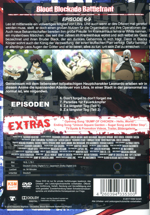 Blood Blockade Battlefront Volume 2 (Episode 6-9)  (DVD)